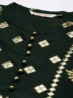 Thumbnail for All About You Women Teal Green & Gold-Toned Ethnic Motifs Printed Mirror Work Kurta - Distacart