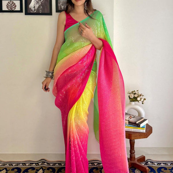 Anouk Embellished Sequinned Pure Georgette Designer Saree - Distacart