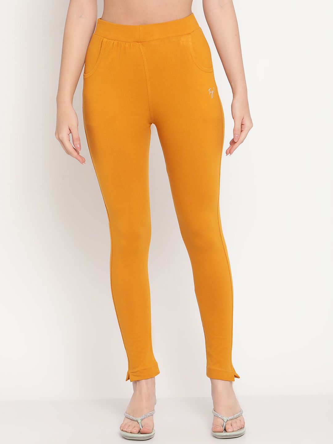 TAG 7 Pack of 2 Green & Mustard Yellow Ankle-Length Leggings - Distacart