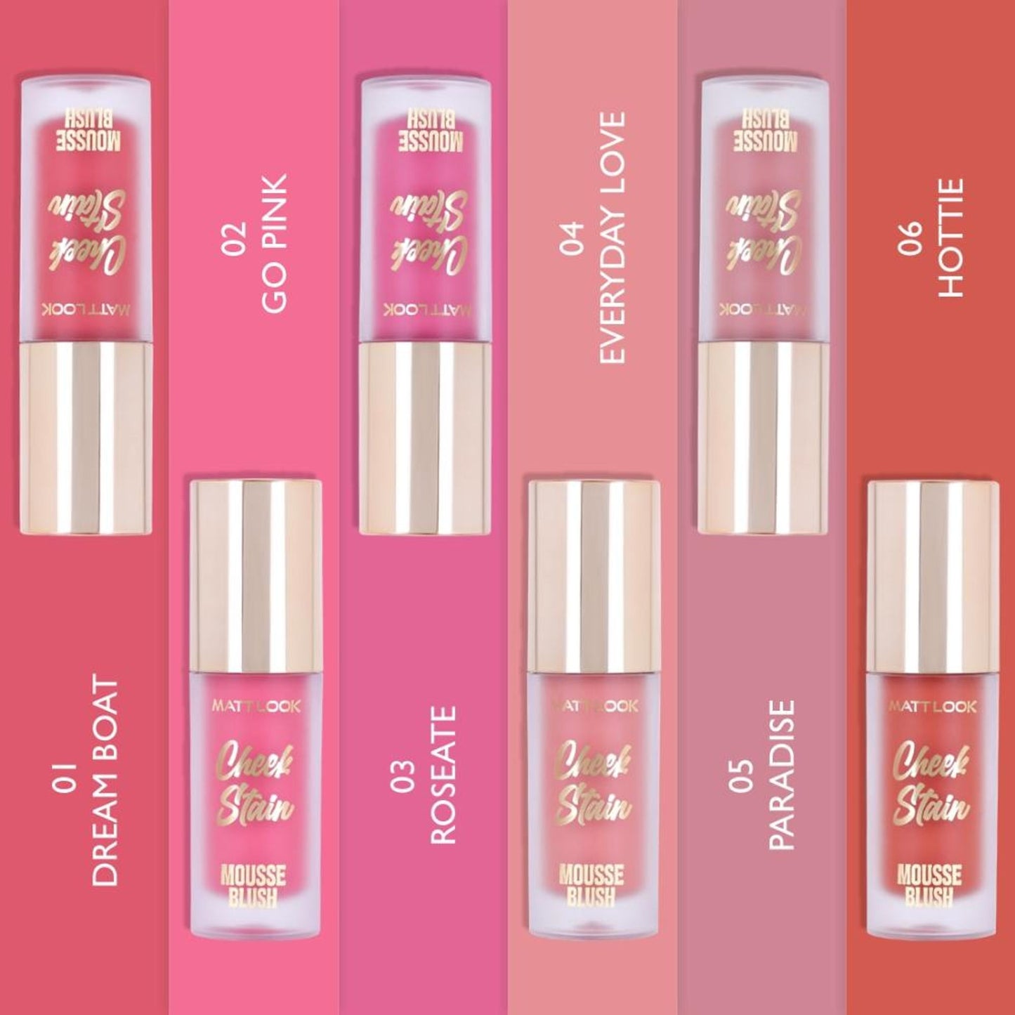 Matt Look Cheek Stain Mousse Blushs - 03 Roseate - Distacart