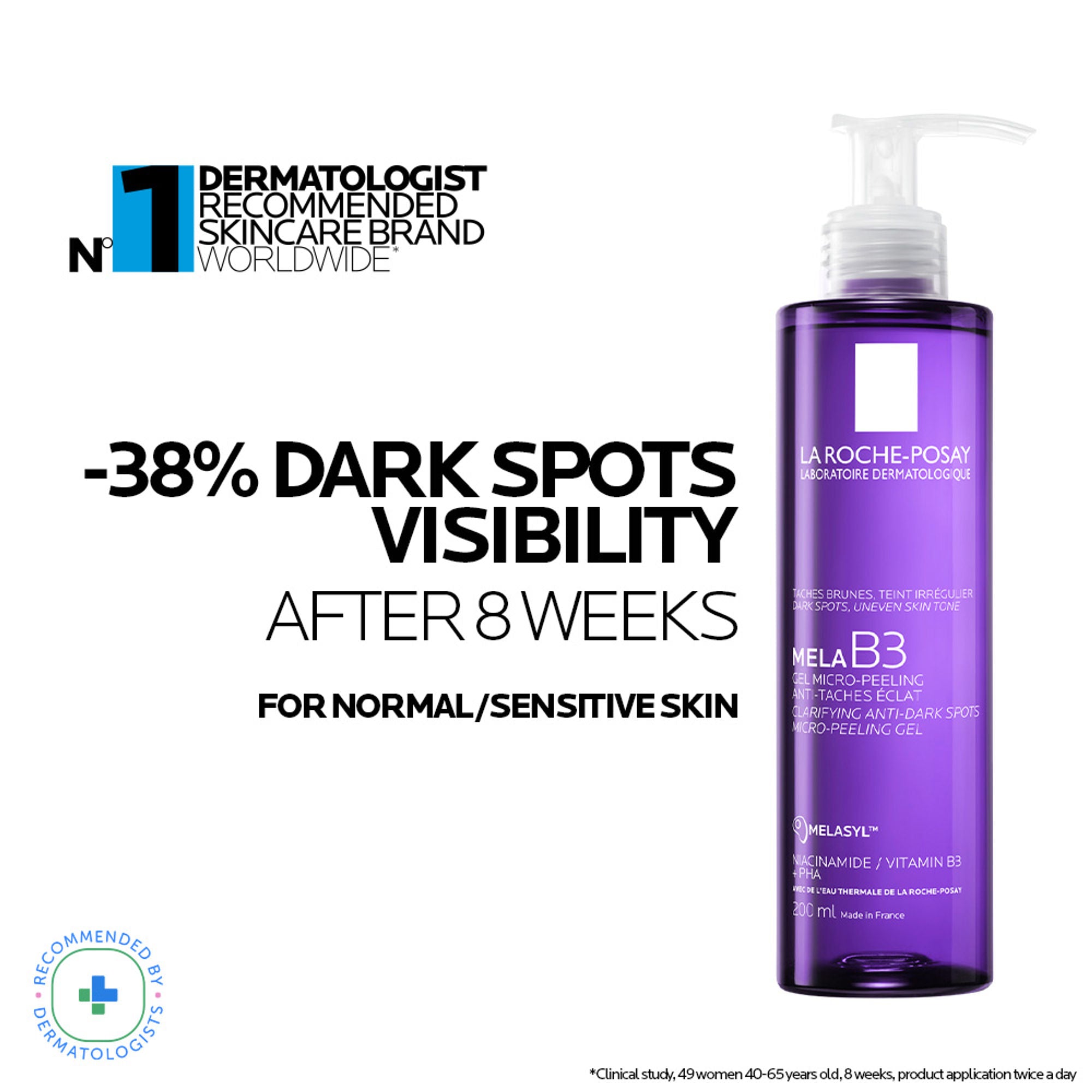 La Roche-Posay Mela B3 Anti-Dark Spot Face Wash, Cleanser with Melasyl & Niacinamide for pigmented skin