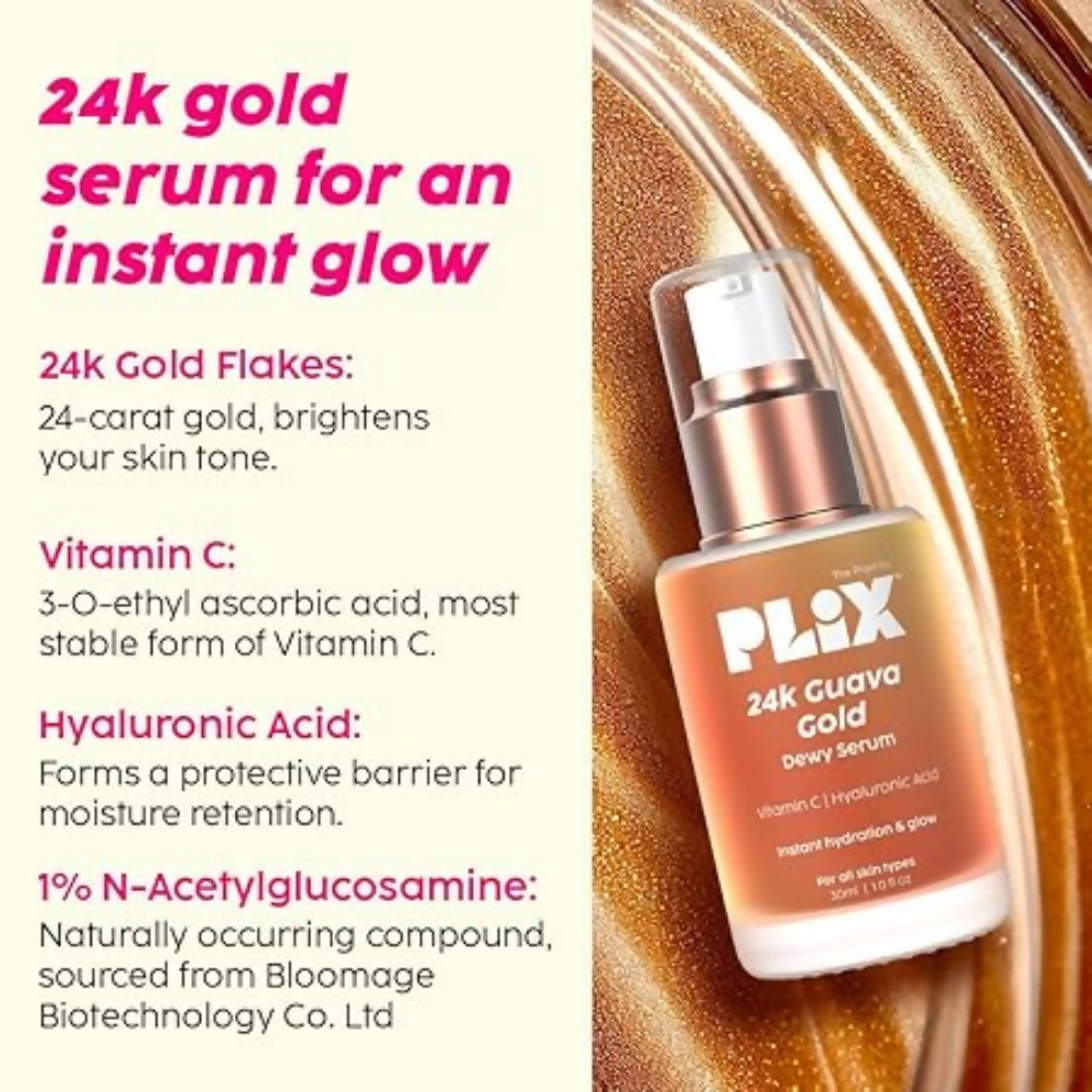 PLIX The Plant Fix Guava Glowy Kit With 24K Gold Dewy Serum & SPF 20 Moisturizer - Distacart