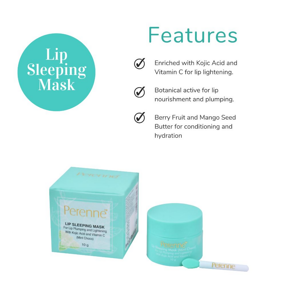 Perenne Lip Sleeping Mask With Kojic Acid & Vitamin C - Mint Choco - Distacart