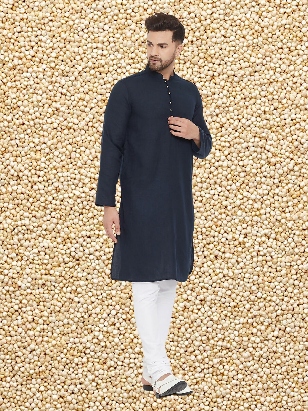 Even Apparels Men's Pure Cotton Navy Kurta - Distacart