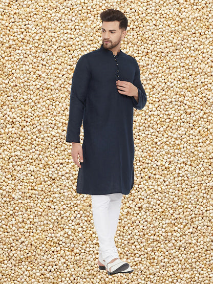 Even Apparels Men's Pure Cotton Navy Kurta - Distacart