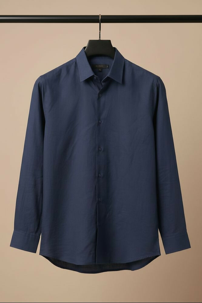 Horizon — Blue Cotton Shirt by Hilo Design - Dista