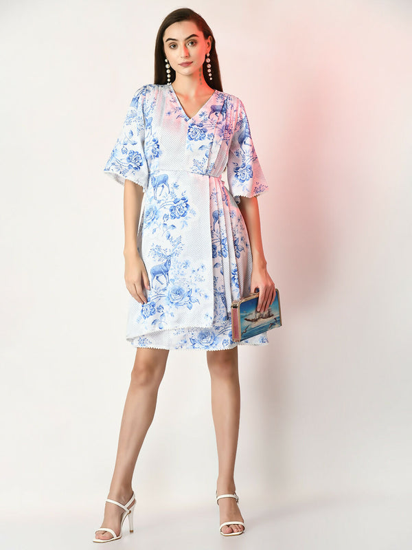 Myshka Women's White Printed Dress - Distacart