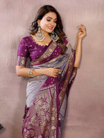 Thumbnail for Aastha Fashion Grey Kalamkari Silk Zari Woven Saree - Distacart