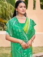 Thumbnail for Shree Shyam Fashion Light Green Pochampally Silk Saree - Distacart