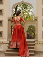 Thumbnail for Lehenga Mart Orange Designer Wedding Wear Lehenga Choli - Dista
