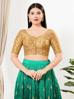 Thumbnail for Joban Fashion Gold Tissue Padded Blouse With Round Neck Elbow Sleeves