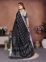 Thumbnail for Anaita Black Weaving Linen Cotton Saree With Blouse - Distacart