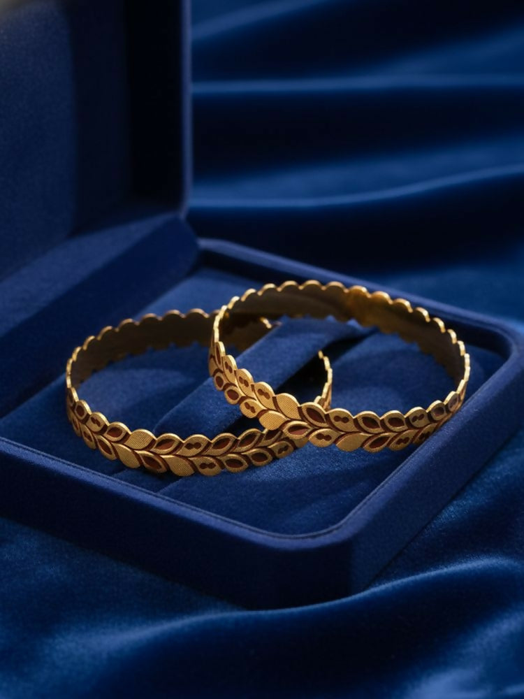 NVR Women Set of 2 Leaf Design Gold Plated Kada Bangle - Distacart