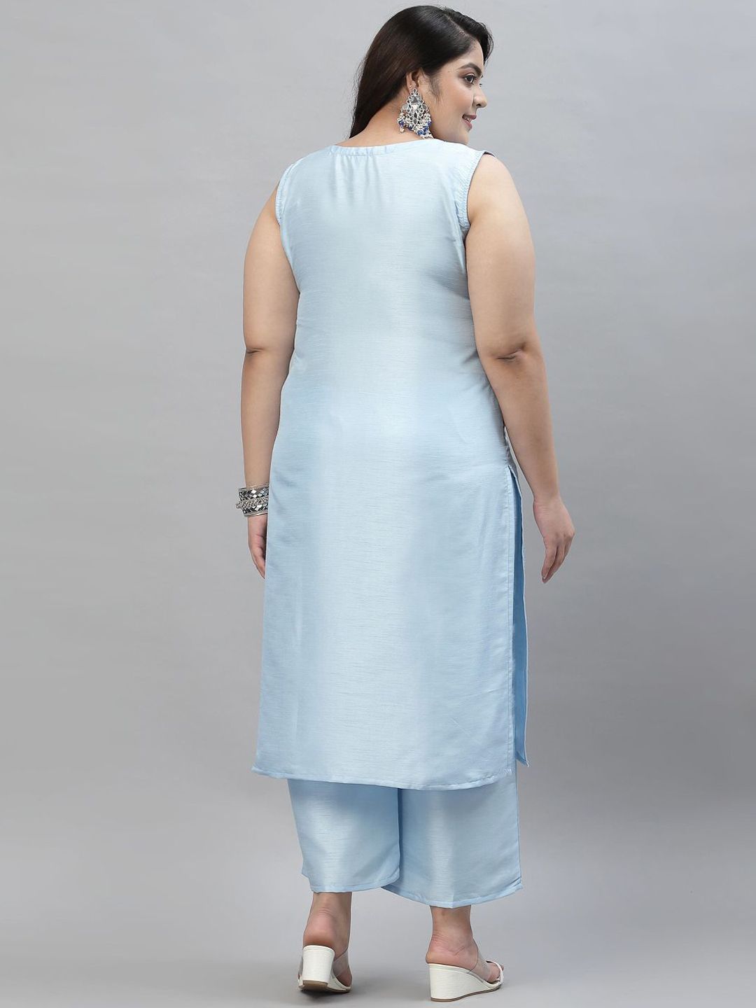 Sztori Plus Size Printed Gotta Patti Straight Kurta with Palazzos - Distacart