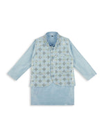 Thumbnail for Joban Fashion Kids Island stylish Tikli work Nehru Jacket Full Sleeves Kurta, Pyjama Set - Sky Blue - Distacart