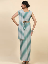 Thumbnail for Sea Green Polyester Solid Ready to Wear Saree with stitched Blouse - Aayan - Distacart