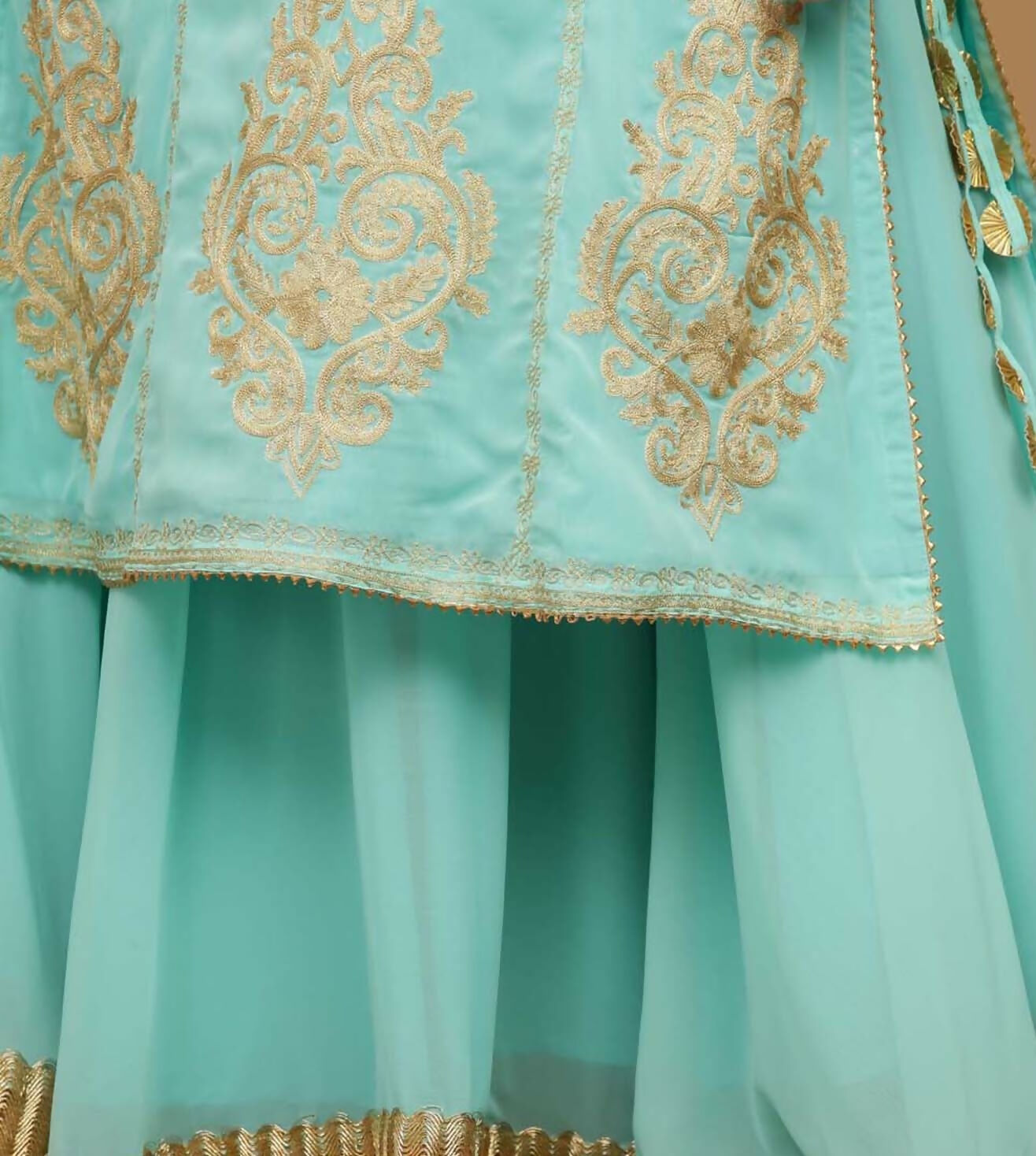 Joban Fashion Turquoise Georgette Lehenga Set