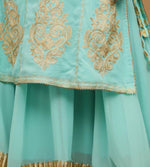 Thumbnail for Joban Fashion Turquoise Georgette Lehenga Set
