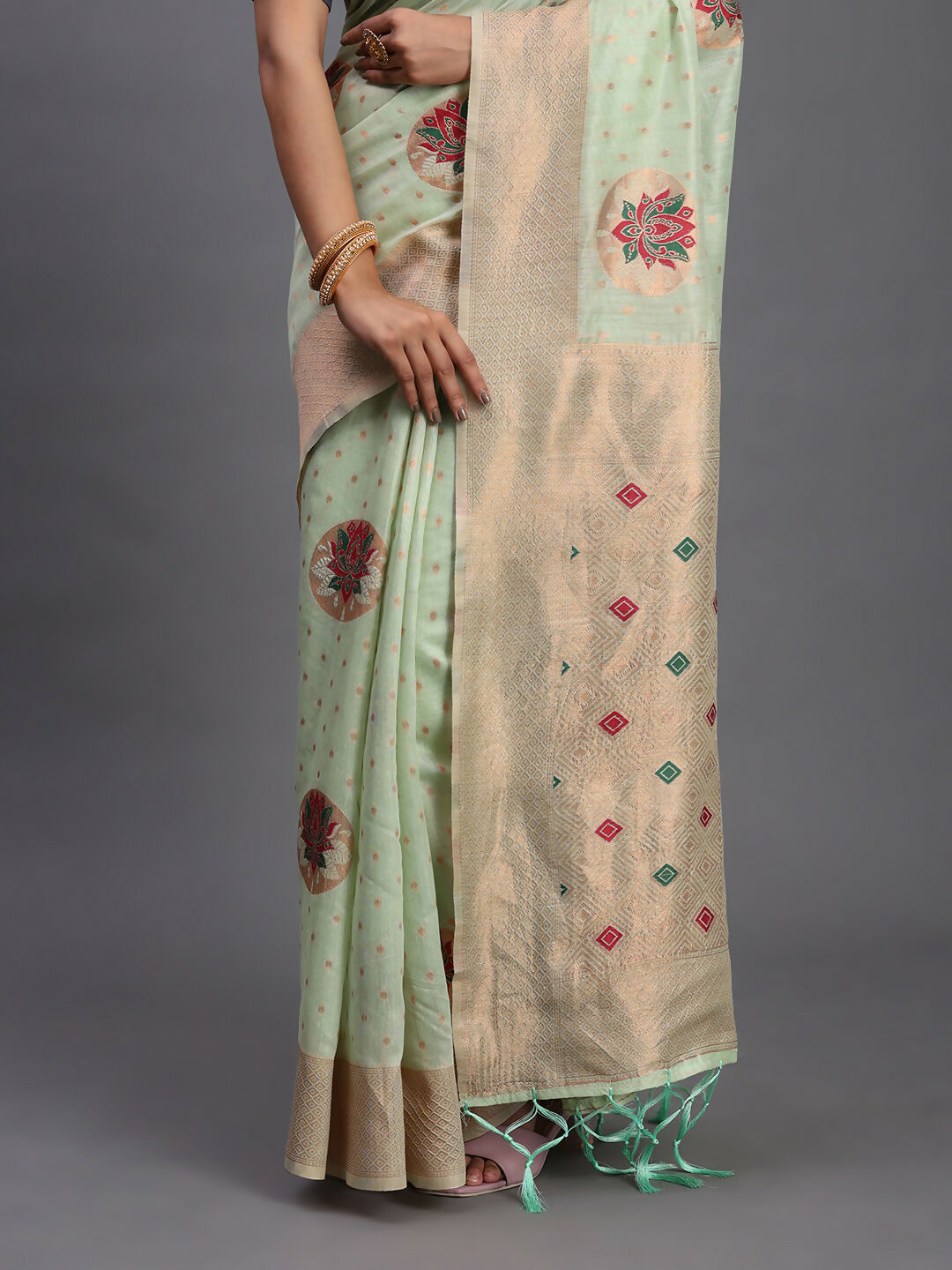 Astita Linen Cotton Light Green Saree