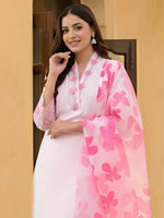 Thumbnail for The52 Women's Beautiful Chanderi Fabric Printed Work Straight Kurta Pant and Dupatta Set - Distacart