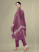 Thumbnail for Jyoti Fashion Women's Onion Cotton Blend Embroidery & Sequence work Kurta with Trouser & Dupatta - Distacart