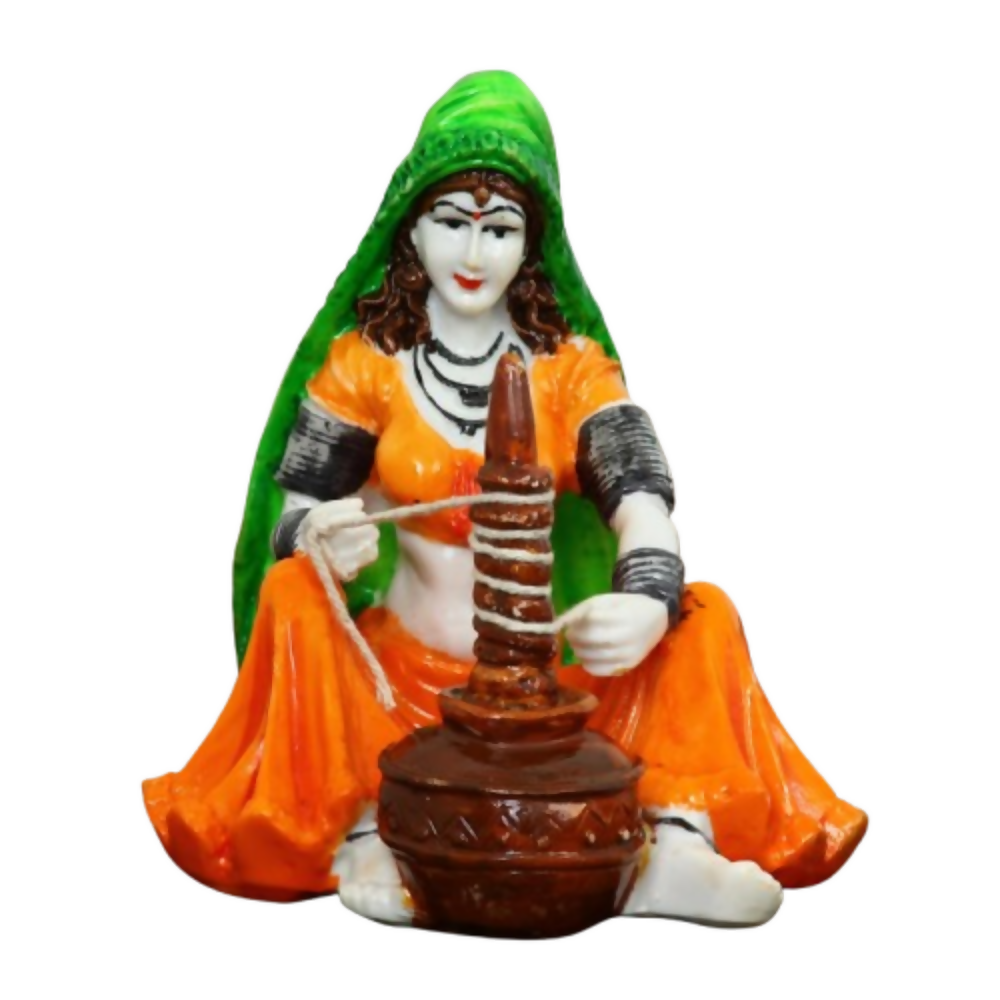 eCraftIndia Rajasthani Lady Using Makhan Handi Polyresin Statue - Dista