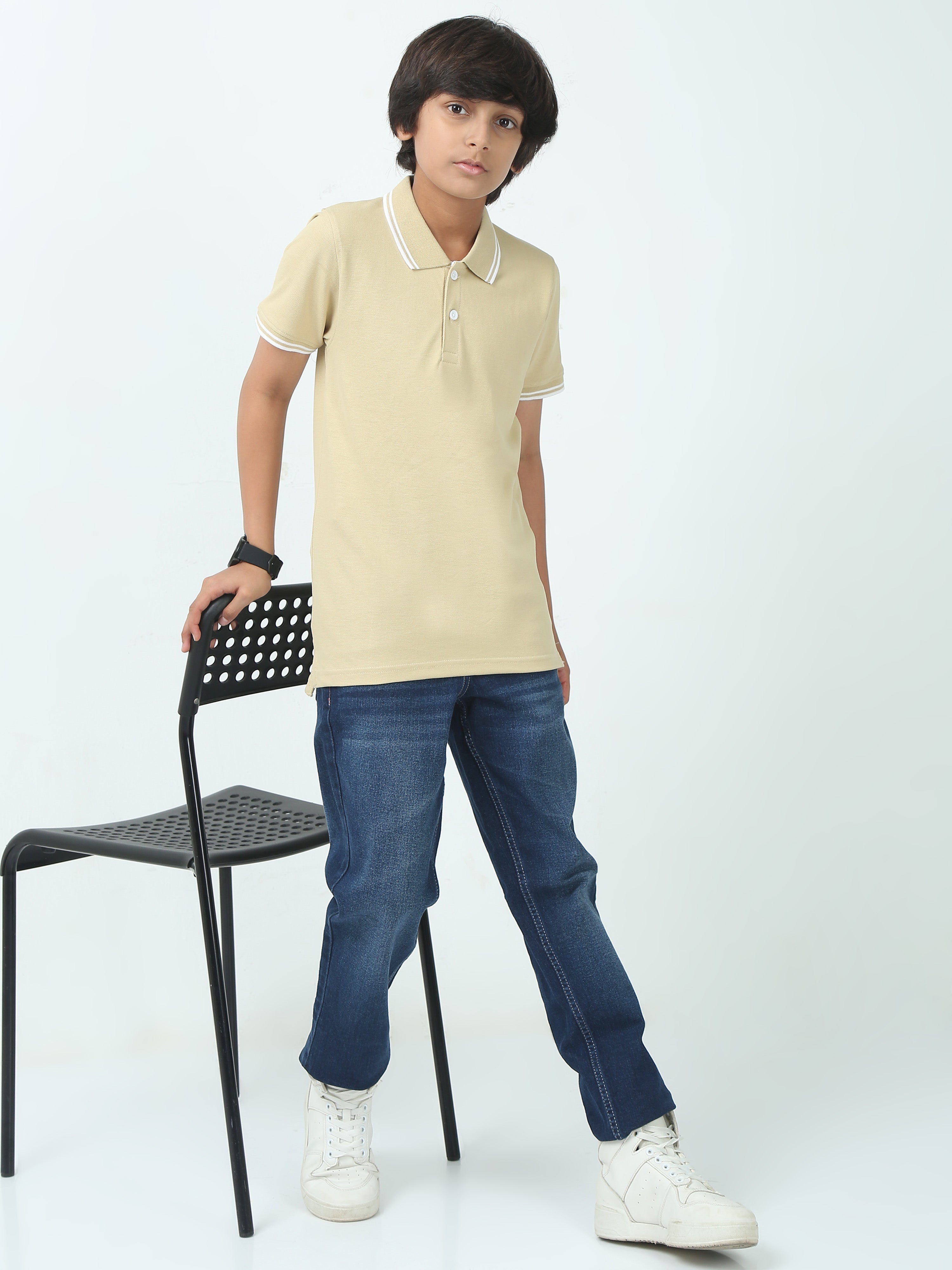 Chilins Kids Solid Polo Tshirt, Color - Brown - Distacart