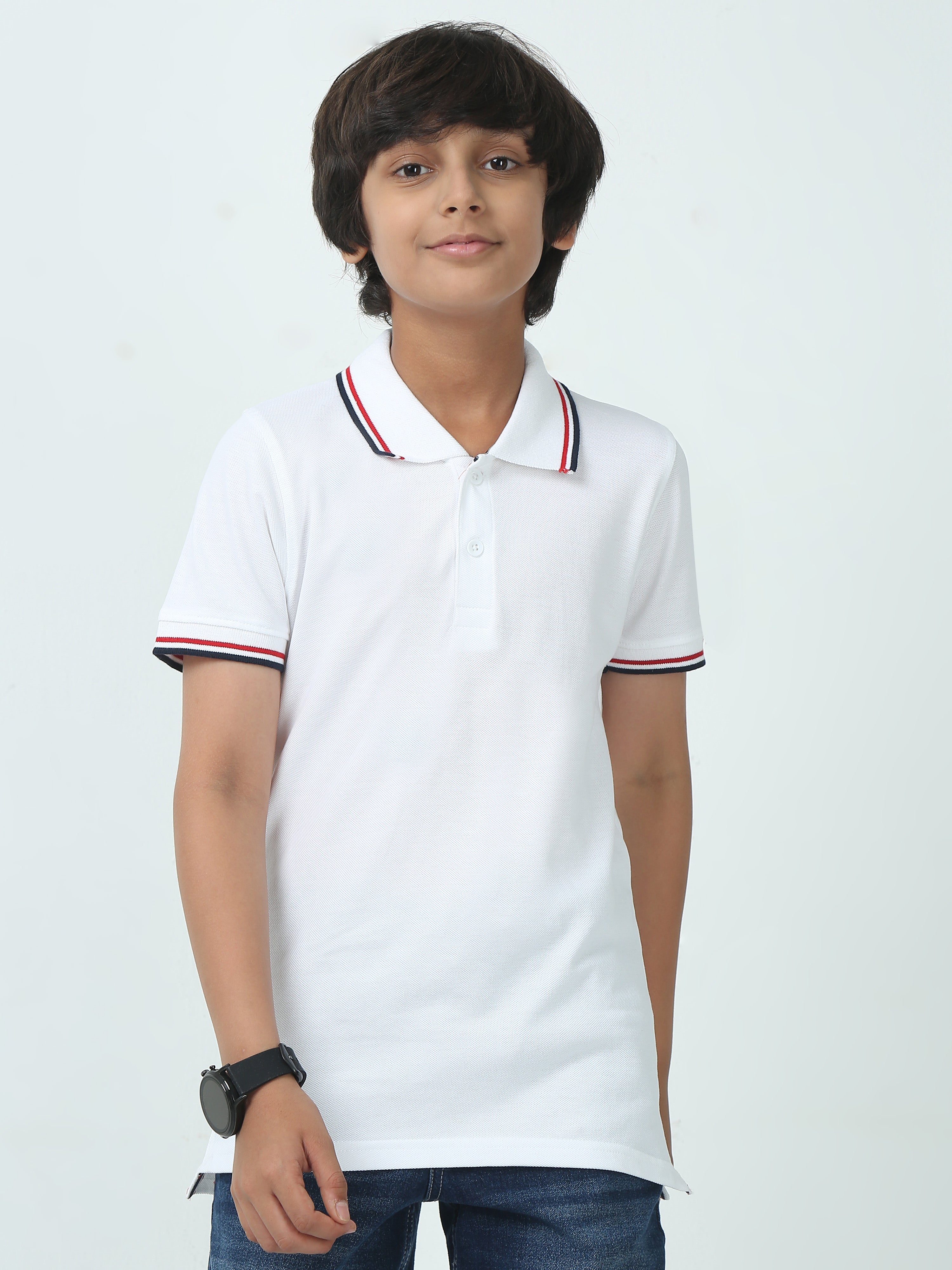 Chilins Kids Solid Polo Tshirt, Color - white