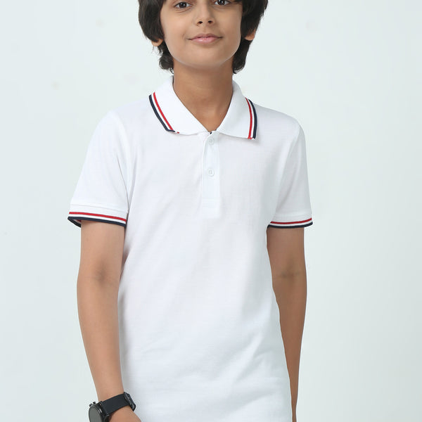 Chilins Kids Solid Polo Tshirt, Color - white