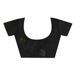 Thumbnail for Very Much Indian Pure Cotton Handloom Saree with Buttis & Sleek Border - Black - Distacart