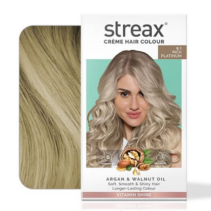 Streax Professional Permanent Hair Colour - 9.1 Rich Platinum - Dista