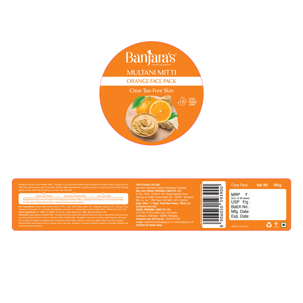 Banjara's Multani Mitti Orange Face Pack - Distacart