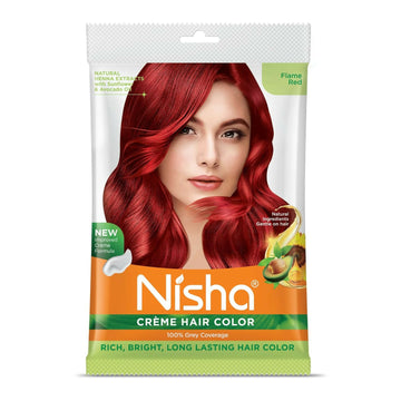 Nisha Creme Hair Color for Women & Men - Flame Red - Distacart