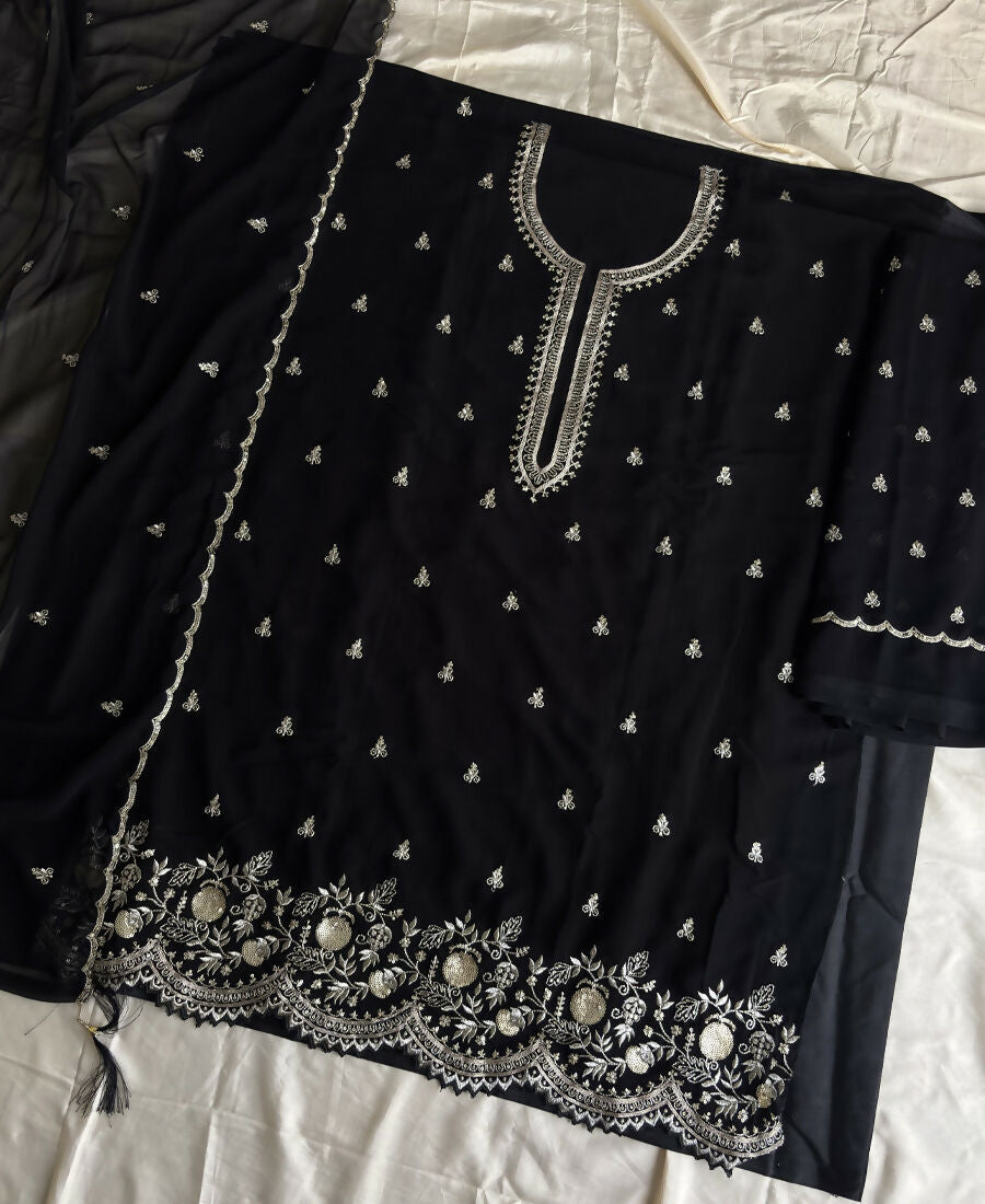 KC Bollywood Style Black Georgette Suit For Women - Dista
