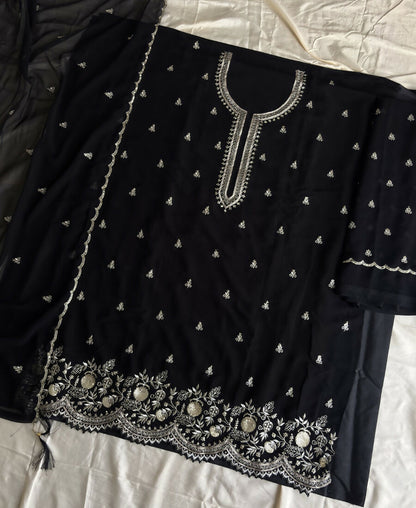 KC Bollywood Style Black Georgette Suit For Women - Dista