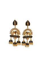 Thumbnail for Black Traditional Gold-Polished Elephant Design Kundan Jhumka Jhumki Earrings Indian Jewellery For Women & Girls By House of Ree - Distacart