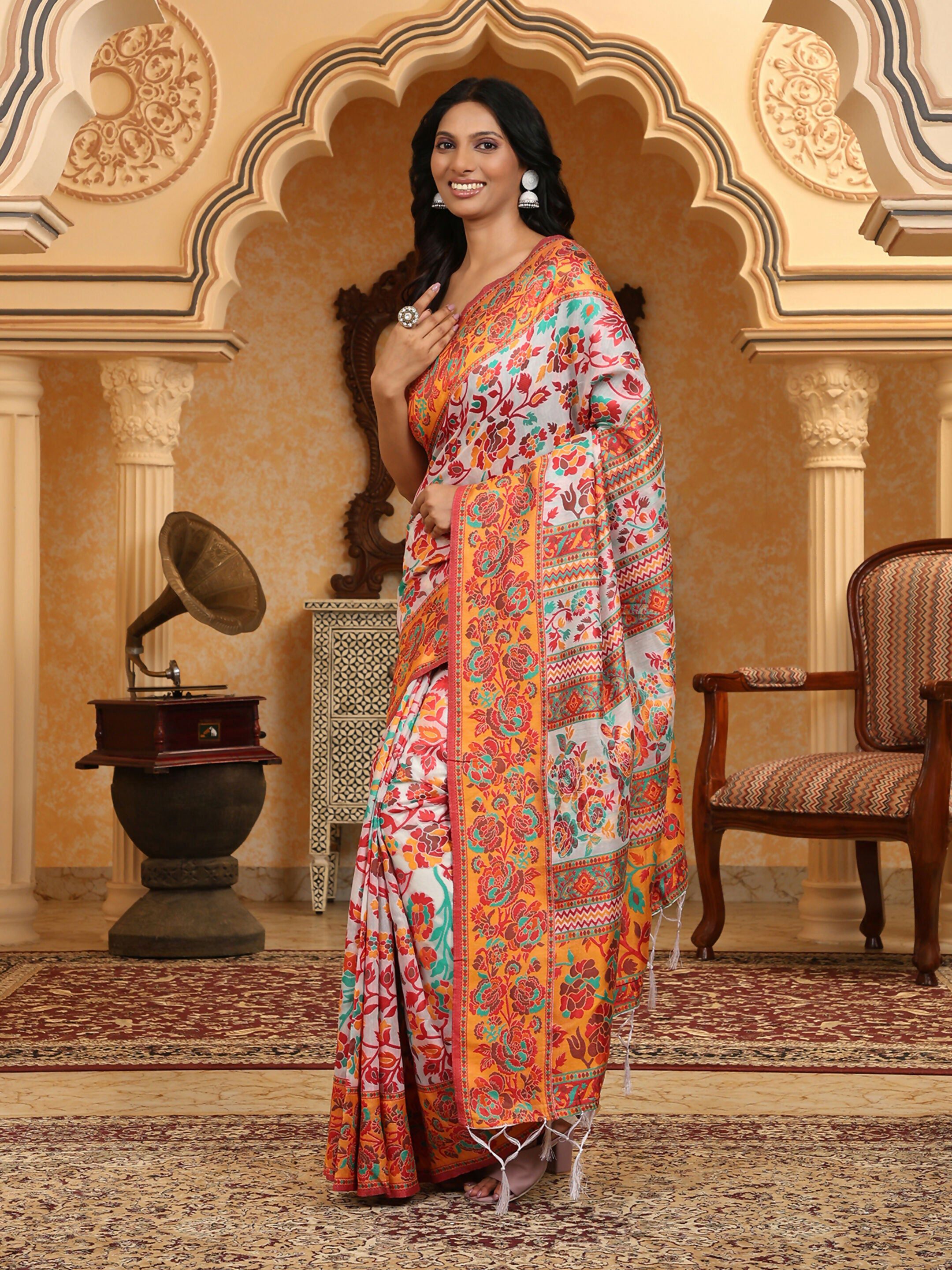 Astita Linen Cotton(Woven Work) Multicolour Saree
