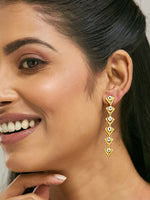 Thumbnail for Nuyug 18K Gold-Plated Crystal Stone Studded Triangular Drop Sleek Earrings