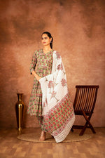 Thumbnail for Joban Fashion Green Hand Block Printed Cotton Suit Set - Distacart