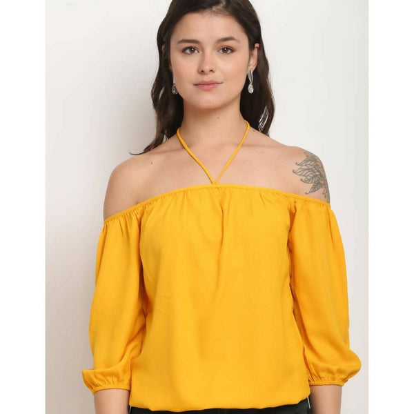 Aastha Fashion Women's Yellow Polyester Solid Casual Top - Distacart