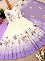 Thumbnail for Teeya Creation Multi Color Faux Georgette Digital print With Embroidery Gown