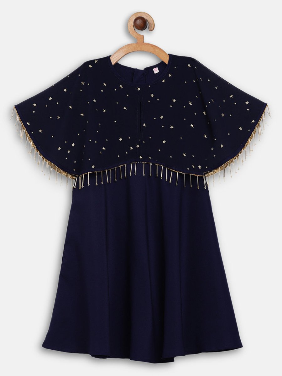 Ahalyaa Blue Crepe, Georgette A-Line Girl's Kurta