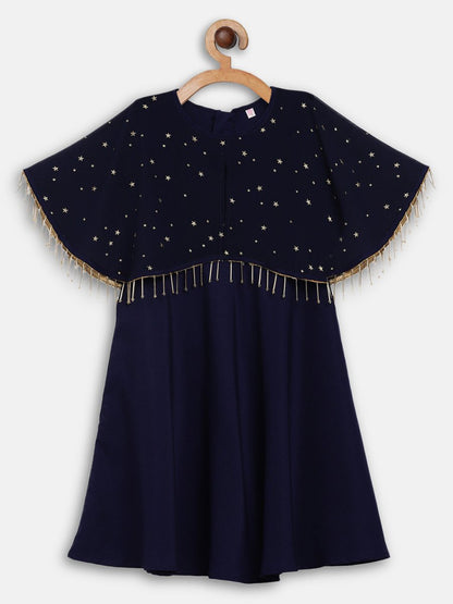 Ahalyaa Blue Crepe, Georgette A-Line Girl's Kurta