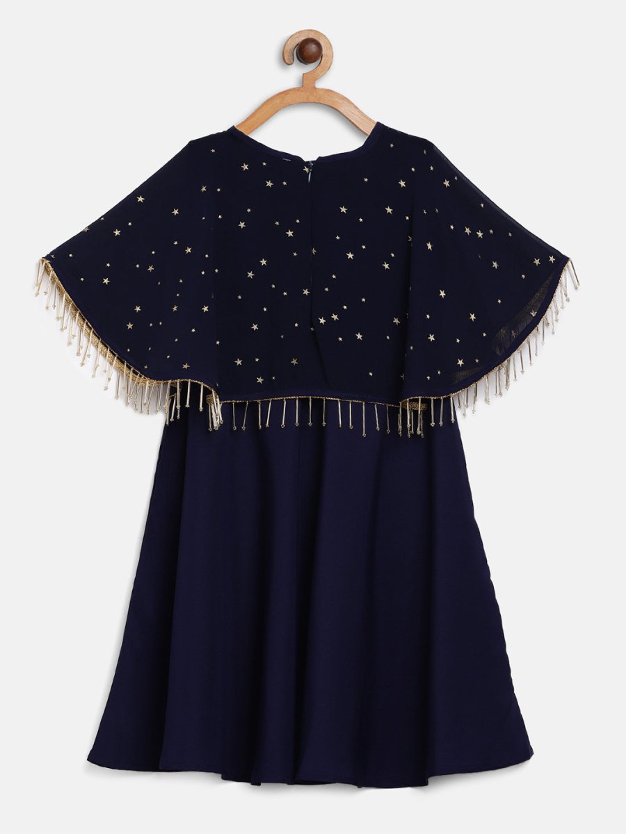 Ahalyaa Blue Crepe, Georgette A-Line Girl's Kurta