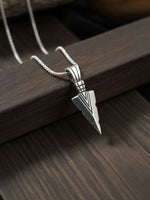 Thumbnail for NVR Men's Arrow Shaped Silver Plated Pendant with Chain - Distacart