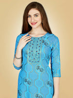 Thumbnail for Jyoti Fashion Women's Sky Blue Viscose Rayon Embroidered Kurta Pant Set - Distacart