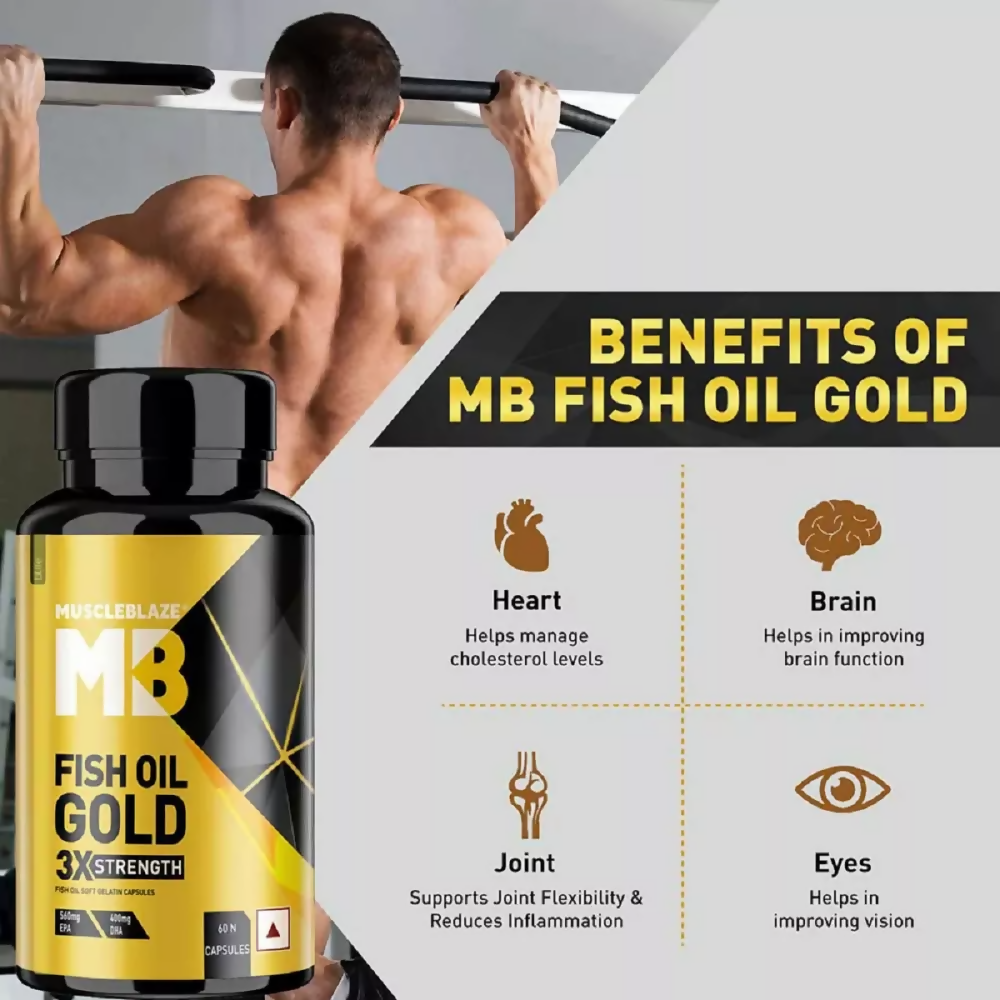 MuscleBlaze Omega 3 Fish Oil Gold Capsules