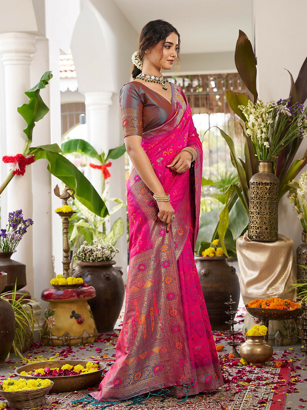 Astita Pink Soft Silk Saree - Distacart
