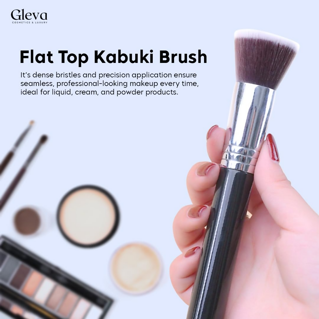 Gleva Flat Top Kabuki Foundation Makeup Brush Black - Distacart