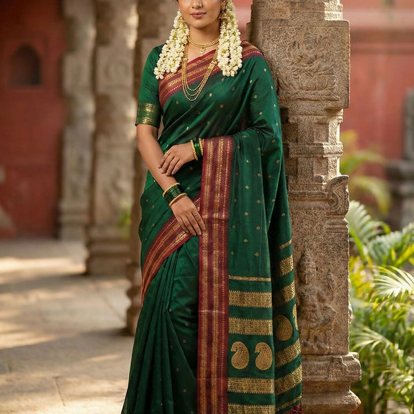 Shree Shyam Fashion Green Cotton Saree - Distacart